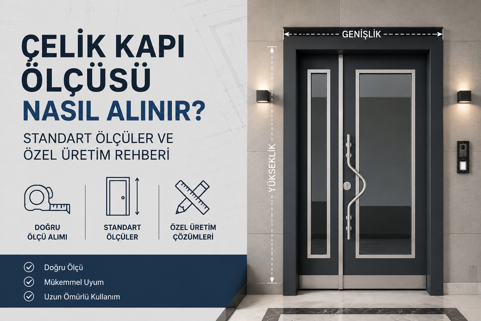 Çelik Kapı Ölçüsü Nasıl Alınır? Standart Ölçüler ve Özel Üretim Rehberi görseli